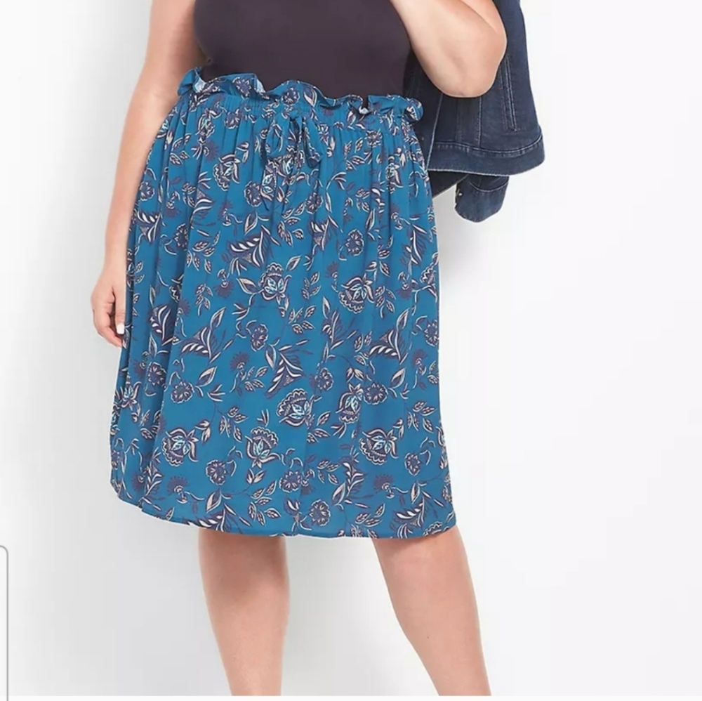 NWT Lane Bryant Floral Print Paperbag Waist Skirt Size 26/28